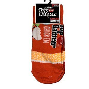 Top Ramen 2 Pack Ankle Socks Orange Red Noodle Graphic Food Funny Men’s 6-12